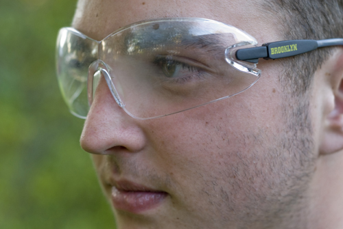 man wearing protective glasses